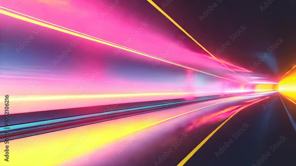 Poster futuristic neon light tunnel with speeding visuals snapshot capturing abstract motion and light spee