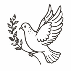 Fototapeta premium Elegant Dove with Olive Branch Symbolizing Peace and Harmony