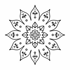 Obraz premium Intricate Mandala Design with Floral and Geometric s in Black and White