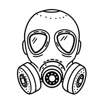recommend clip art: Monochrome Gas Mask Vector Illustration for Safety and Protection Themes