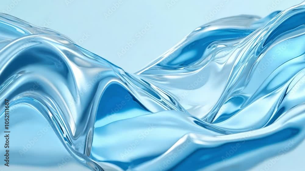 Poster a blue glowing liquid flows reflecting lights, creating an abstract and calming background