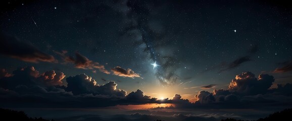 Fototapeta premium Romantic sky background with soft starry night sky