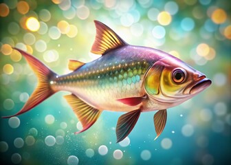 Fototapeta premium Pangasius Macronema Fish Isolated on White Background with Bokeh Effect for Stock Photography