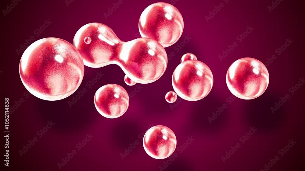 Poster ethereal red metaball dance: smooth, organic metaballs elegantly move and combine, forming an enchan