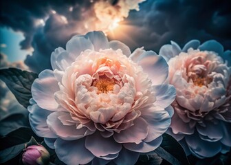 Obraz premium Peony Double Exposure Photography: A Flower of Love and Passion in Bloom