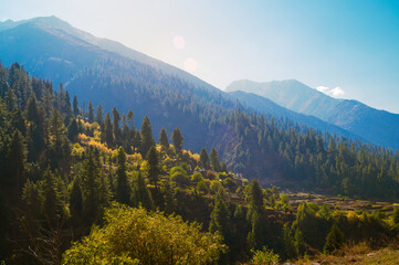 Landscape with fog. Lahil Valley is situated on the Indo-Tibetan border in the north Indian state of Himachal Pradesh.