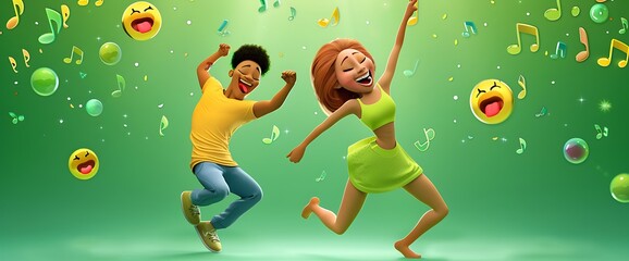 Fototapeta premium emojis with greenbackground bachatadancerface