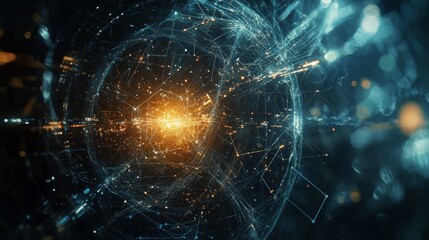 Abstract technology background with a global network and digital interface graphicsy