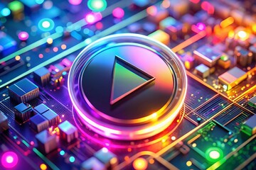 Fototapeta premium Play Button Symbol for Music Video Playback Sign, Media Start Icon for Streaming and Replay Usage, Perfect for