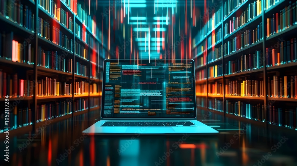 Poster endless virtual library digital workspace providing accessible knowledge and resources
