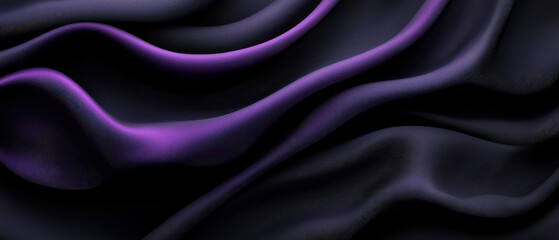 Obraz premium Luxurious fabric waves in deep purple and black tones create elegant and sophisticated background. subtle gradients enhance visual depth and richness of material
