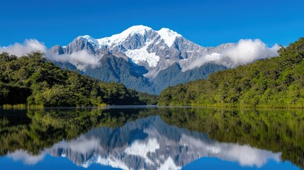 Majestic Mountain Reflection in Calm New Zealand Lake