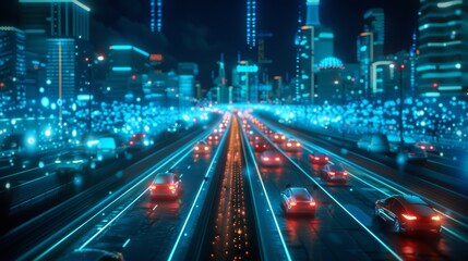 Obraz premium With realtime traffic updates via 5G drivers are able to plan their journeys more efficiently and avoid wasting time sitting in gridlocked traffic.