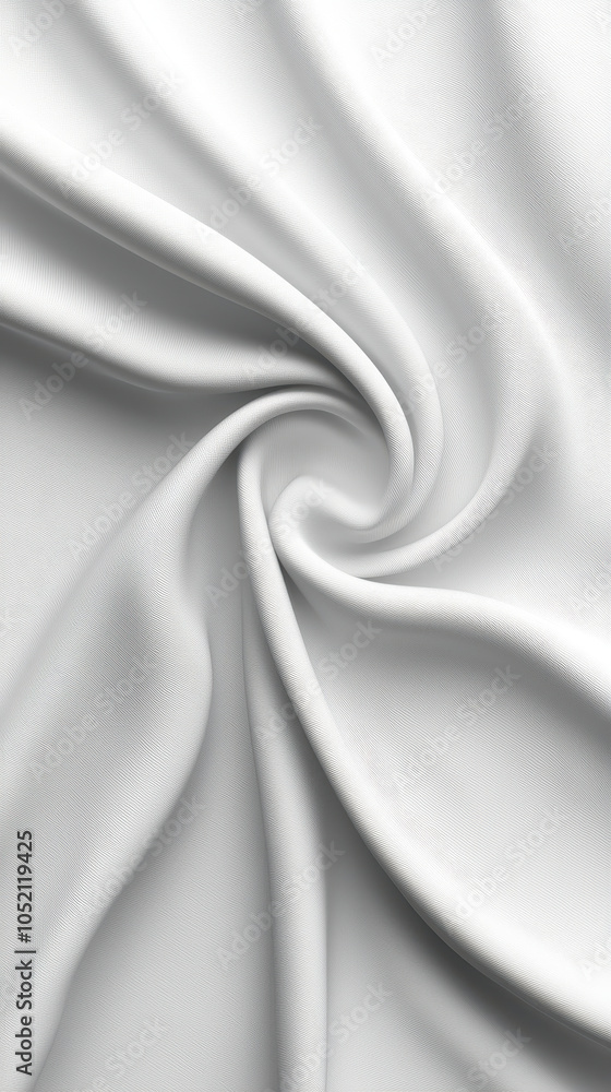 Poster soft white fabric with subtle textures, elegantly draped and swirling, creating sense of movement an