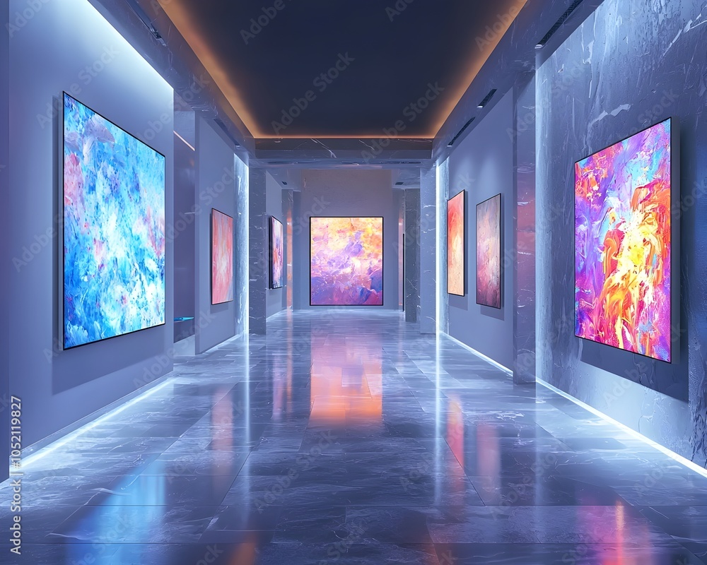 Poster smart home art gallery with customizable digital canvases and ai curated collections