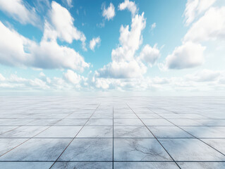 Fototapeta premium Vast open space with a clear sky and few scattered clouds on a tiled surface.