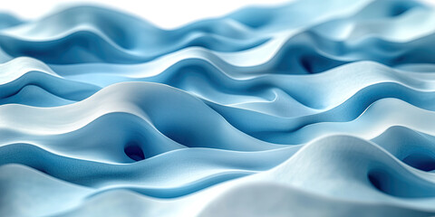 Obraz premium Abstract soft blue waves with gentle curves and smooth textures, creating a serene and calming visual reminiscent of flowing fabric or sand dunes.