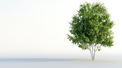Obraz premium This isolated tree features a full canopy of healthy green leaves against a stark white background, highlighting its natural beauty
