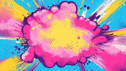 Fototapeta premium pop art background with comic book explosion, halftone dots, and a splash of color. 