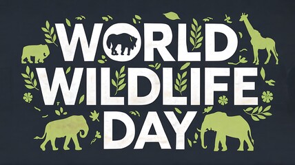 World Wildlife Day with Silhouettes of Animals and Leaves