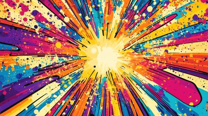pop art background with comic book explosion, halftone dots, and a splash of color. 