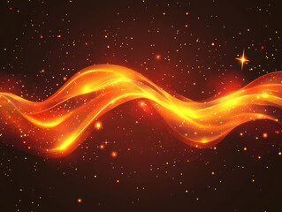 Obraz premium Abstract glowing orange wave against a starry night background, creating a sense of motion and energy.