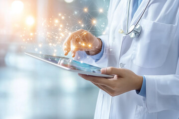 Doctor Using Electronic Medical Record on Tablet