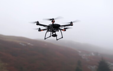 Fototapeta premium Drone flying over a field, capturing images of crops, part of an agricultural study