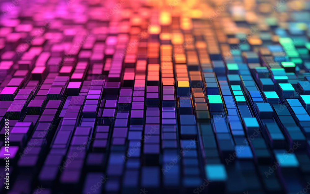 Fototapete a vibrant mosaic of colorful tiles, showcasing a dazzling array of hues and reflections in a visuall