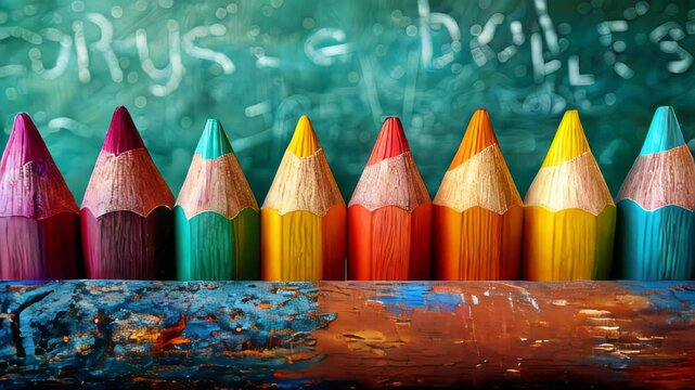 Lots of colorful colored pencils and crayons for drawing