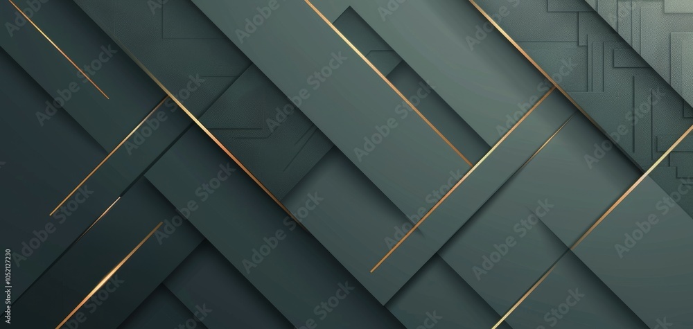 Aufkleber abstract geometric pattern featuring layered shapes and subtle golden accents on a dark background, 