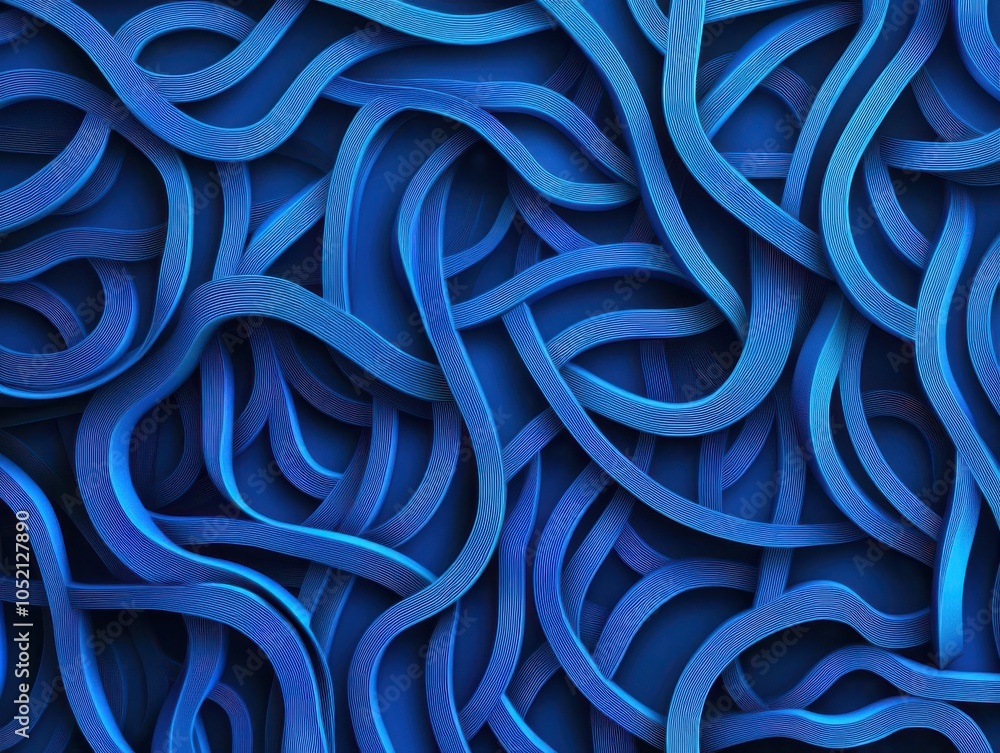 Poster a captivating abstract blue background featuring intricate, flowing lines that evoke a sense of dept