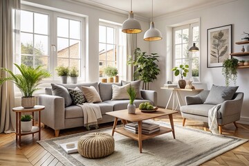 Scandinavian Living Room Design - Modern Minimalist Interiors with Cozy Textures and Natural Light