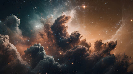 Fototapeta premium Abstract cosmic dust cloud: A swirling cloud of cosmic dust and gas, with glowing particles scattered throughout. ( Design element )