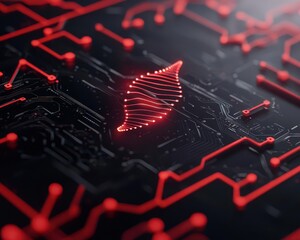 DNA with digital analysis overlay, closeup on intelligent tech interface, DNA digital overlay, smart, highend