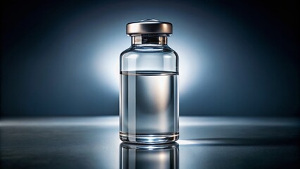 Semaglutide Medicine Bottle with Clear Liquid in Low Light for Effective Marketing Campaigns