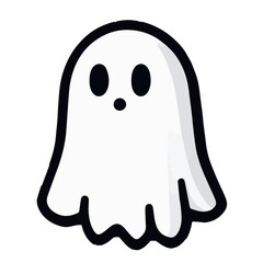 Cartoon happy baby ghost animal character icon, isolated white background, cute vector illustration