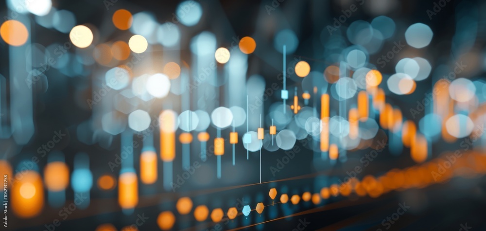 Poster Abstract financial chart with glowing lines and data points, depicting market trends and analytics in a visually stimulating manner.