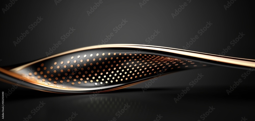 Poster A dynamic, abstract image of a smooth, flowing surface showcasing intricate patterns and textures in a stunning metallic finish against a dark background.