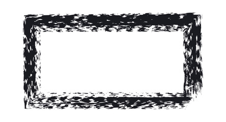 Hand drawn Grunge square rectangle frames. Ink empty black box. Rectangle border drawn by dry brush. Textured Rubber square stamp imprint. Dirt distress border isolated on background.