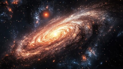 Fototapeta premium A breathtaking representation of a galaxy showing signs of distortion, where light bends and stars elongate into unique shapes
