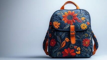 floating against a pure white background, a school backpack is depicted with vibrant colors and intricate details, symbolizing education and adventure for students embarking on new journeys