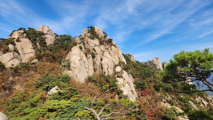 autumn landscapes. Image of autumn scenery of Dobongsan Mountain near Seoul, Korea. Hiking in Dobosan National Park. korea mountains. trekking. korean landscapes. bukhansan national park.