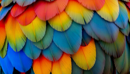 Obraz premium Vibrant close-up of feathers in a rainbow of colors