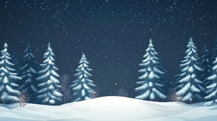 Obraz premium Christmas background landscape night trees.