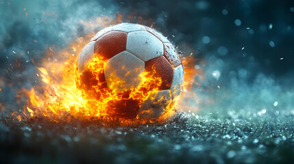 Naklejka premium Soccer Ball on Fire Illustration