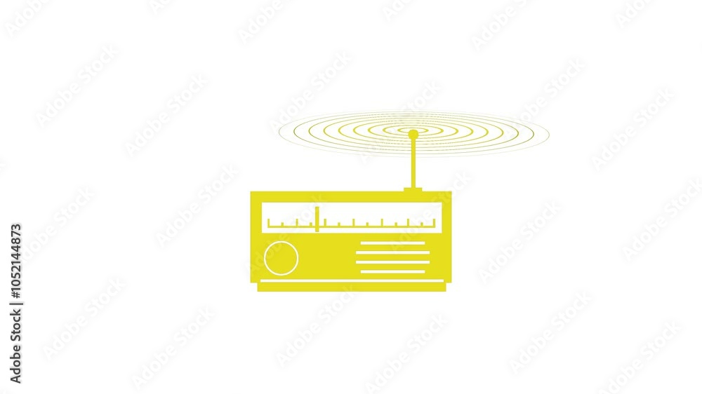 Poster Radio receiver shape icon animation on white background
