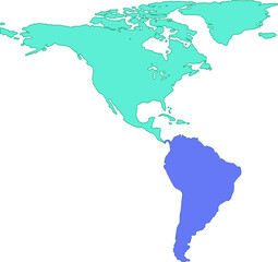 Fototapeta premium map of North and South America