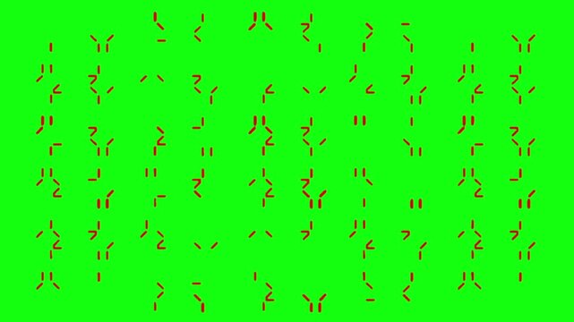 Alien language symbols on green screen