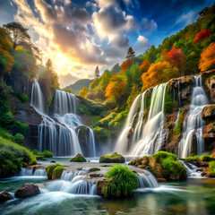 beautiful waterfall landscape